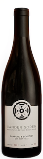 Bottle of Xander Soren Wines, Sanford & Benedict Vineyard Pinot Noir, Sta. Rita Hills, California, 2021